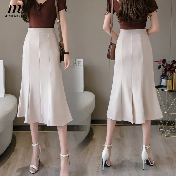 MISUMIXIU Formal Work Midi Skirt for Women Office Fashion Fishtail High  Waist Bag Hip Skirts Ladies S-XL | Lazada Singapore