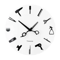 Barber Stylist Tools Wall Clock Modern 3D Quartz Non Ticking Beauty Hair Salon Clocks Watch for Home Decor Gift