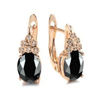 Simple Trendy Black Zircon Hoop Earrings Luxury Crystal Multicolor Stone Earrings Charm Gold Color Engagement Earrings For Women