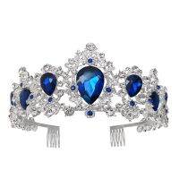 Tiaras และมงกุฎสำหรับผู้หญิงที่มีแผ้วสำหรับ Rhinestone เจ้าหญิงที่สง่างามมงกุฎสาวเจ้าสาวแต่งงานอุปกรณ์ประกอบฉากงานเลี้ยงวันเกิด