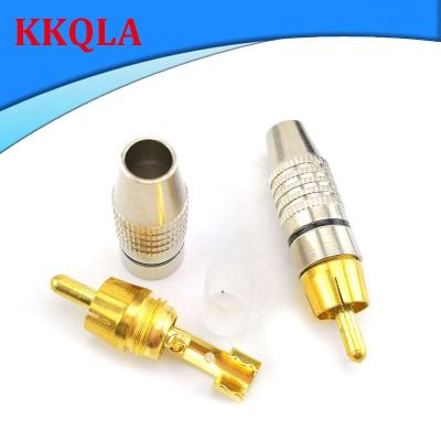 QKKQLA 4pcs RCA Male Plug Connector Non Solder AV Audio Video Locking Cable Plug Adapter solderness for Video CCTV Camera Security