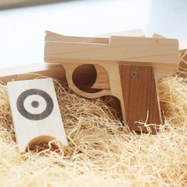 OGG CRAFT wooden toy gun boy gift creative model toy solid wood gun can