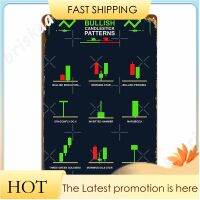 กระทิง Candlestick Patterns โลหะพลาสติกโปสเตอร์โรงภาพยนตร์ห้องนั่งเล่นคณะกรรมการโรงรถสโมสรโปสเตอร์วินเทจดีบุกโลโก้ 20 * 30 ซม