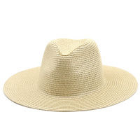 Simple Big Brim 10ซม. ฤดูร้อน Straw Sun หมวกหมวกสำหรับหมวกผู้หญิงสำหรับผู้ชาย Casual WesternBeach ปานามา Sun Protection หมวก Gorros