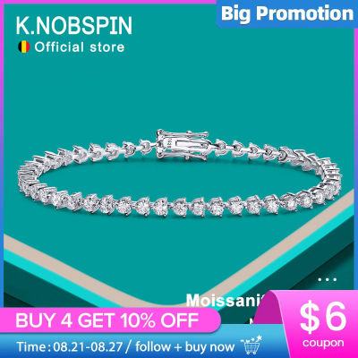 KNOBSPIN 3mm D Color Moissanite Tennis Bracelet 3 Prong Setting Trendy Women Man GRA Certified Fine Jewelry s925 Sliver Bracelet