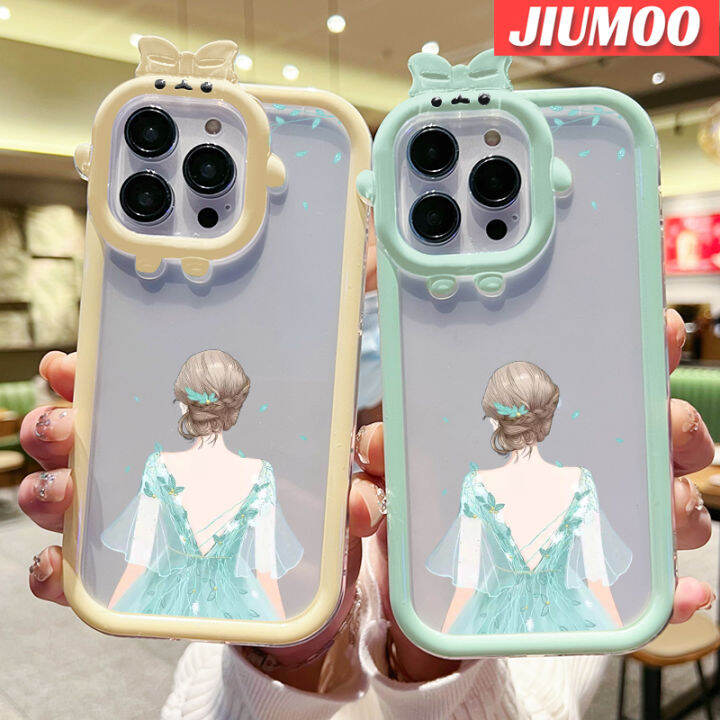 jiumoo-เคสสำหรับ-realme-c30-c30s-narzo-50i-prime-case-การ์ตูนน่ารักเด็กสาวสวยกันกระแทกซิลิโคนนิ่มน่ารักเคสโทรศัพท์โปร่งใสเคสนิ่มป้องกันเลนส์กล้องถ่ายรูปสัตว์ประหลาดน้อย