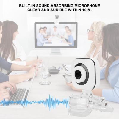 Built-in Microphone Computer Camera Webcam PC Accessory 480P White with Transparent Clip Webcam
