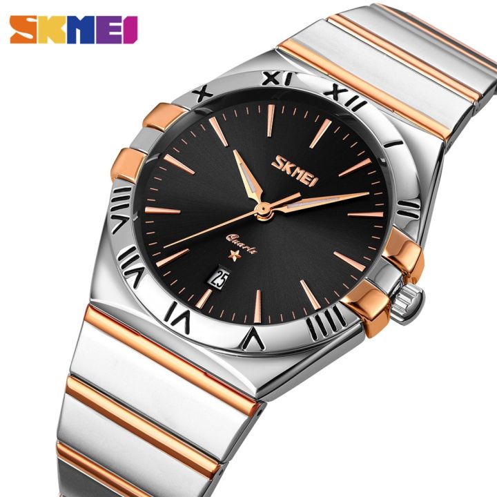 skmei-9257นาฬิกาควอตซ์สำหรับผู้ชาย-นาฬิกาข้อมือสำหรับผู้ชายหรูหรากันน้ำทำจากสแตนเลสนาฬิกาข้อมือผู้ชาย