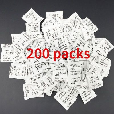 200 Packs Non-Toxic Silica Gel Desiccant Damp Moisture Dehumidifier For Kitchen Room Living Absorber Bag Clothes Food Storage