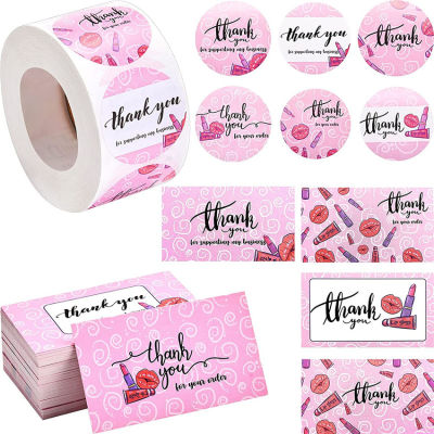 50500pcs 5*9cm Pink Thank You Card for supporting My Business Greeting Card gift message card Shopping Wrapping Decor Labels