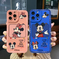 สำหรับ Realme C35 C11 2021 C12 C15 C21Y C25Y C25S Realme5 5i 6i 9i 8 Pro คู่ Mickey Minnie เมาส์ขอบสแควร์เต็มรูปแบบ Len กรณีป้องกัน