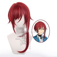 Anime ES Ensemble Stars Sakasaki Natsume Dark Red Short Cosplay Wigs Heat Resistant Synthetic Hair Anime Party Wig Wig Cap