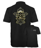 （all in stock）  2023 NEW -Velocitee Mens Polo Shirt Brotherhood Cross Skull Biker Motorcycle A23602(FREE NAME LOGO CUSTOM)