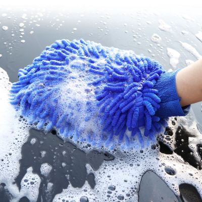 ถุงมือล้างไมโครไฟเบอร์รถนุ่ม Superfine ล้างผ้าทำความสะอาดแปรงนวมผ้าทำความสะอาดรถยนต์ในบ้านในครัว PM