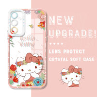 เคสกันกระแทกสำหรับ Samsung Galaxy A24 4G,เคสมือถือใสคลุมทั้งหมดนิ่มลายการ์ตูน Hello Kitty Crystal