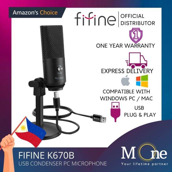 Fifine K670B Condenser Microphone USB Microphone with Headphone