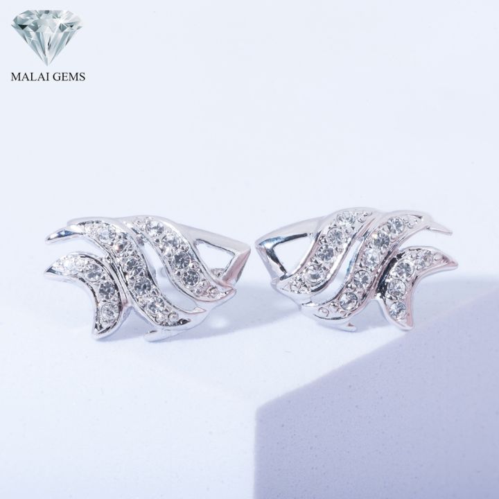 malai-gems-ต่างหูเพชร-เงินแท้-silver-925-เพชรสวิส-cz-เคลือบทองคำขาว-รุ่น11009412-แถมกล่อง-ต่างหูcz-ต่างหูเงินแท้