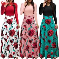 ▣◐▨ winners Women Bohemian Long Sleeve Dress Floral Print Maxi Dress