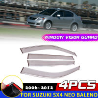 4ชิ้นรถ Windows Visor สำหรับ Suzuki SX4 Neo Baleno ซีดาน2006 ~ 2012กันสาดฝนคิ้วยามปก D Eflector สติ๊กเกอร์อุปกรณ์เสริม