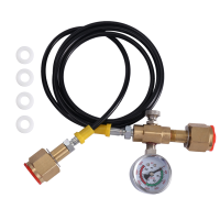 Argon CO2 Refilling Station Charging Adapter to Small Welding Tanks,W/ 1.5 Meters Soft Hose 250Bar Gauge W21.8-14