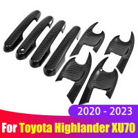 สำหรับ Toyota Highlander XU70 2020 2021 2022 2023รถ ABS คาร์บอนไฟเบอร์ Trim ประตูจับชามป้องกันสติกเกอร์อุปกรณ์เสริม