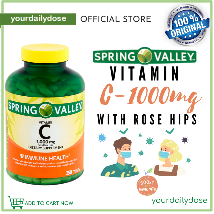 Spring Valley Vitamin C with Rose Hips 1000 mg, 250 Tablets Lazada PH