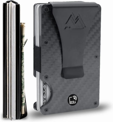 Mountain Voyage Co Mountain Voyage Minimalist Wallet for Men - Slim RFID Wallet I Scratch Resistant, Matte Carbon Fiber Credit Card Holder &amp; Money Clip, Easily Removable Money &amp; Cards, Mens Wallets