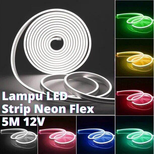 Lampu LED Strip Neon Flex 5 Meter DC 12V / LED Neon Flexible Panjang 5M ...