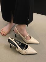 HOT★2023 Summer New Brand Women Sandal Fashion Pointed Toe Shallow Buckle Ladies Dress Slingback Sandals High Heel