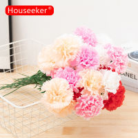 Houseeker ดอกไฮเดรนเยียการจำลองดอกไม้ประดิษฐ์ Carnation 1ชิ้นสำหรับอุปกรณ์ตกแต่งงานแต่งงานสุดแสนโรแมนติกบ้านดอกไม้ผ้าไหมปลอมของขวัญวันแม่