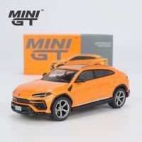 Minigt 1:64สีส้ม Urus Arancio Borealis รถโลหะผสมรุ่นหางเสือซ้าย360