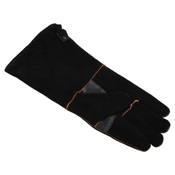 extreme-heat-amp-fire-resistant-gloves-leather-with-stitching-mitts-perfect-for-fireplace-stove-oven-grill-welding-bbq-mig-pot-holder-animal-handling-black