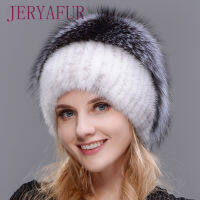 Women New Winter Fur Cap Hooded Head Genuine Mink Fur Hat and Silver Fox Fur Floral Design Hat High Quality Fur Fashion Hat