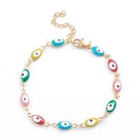 1pc 304 Stainless Steel Link Bracelets with Enamel and Lobster Claw Clasps Evil Eye Colorful Golden 8-1/8 inch(20.5cm)