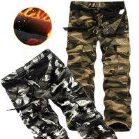 29-40 New Style Mens Trousers Plush Thick Camouflage Cargo Pants Straight Tube Large Size Multi Pocket Wear-resistant Pants 1