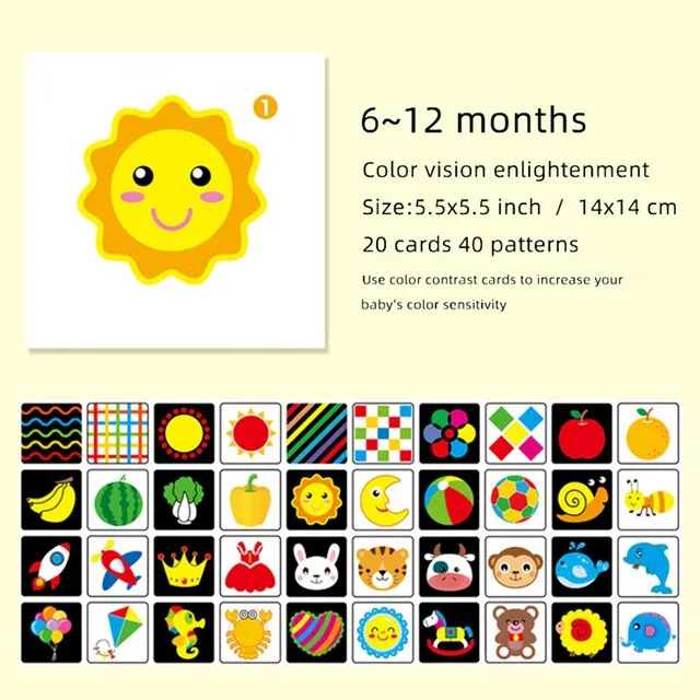 Montessori Baby Visual Stimulation Cognitive Card Toddler High Contrast