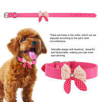 5 ชิ้น Soft PU Pet Dog Cat Collar Strap Band Buckle Dog Training Collar with Bowknot(S)