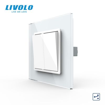 Livolo EU standard Luxury Crystal Glass Panel Two Gangs2 Way Push Button Home Wall Switch C7K2S 11/12no logokey pad cross