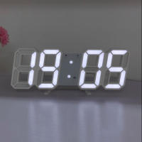 Wall Clock Digital Alarm Modern Kitchen Electronic Smart 3D USB Power Supply LED Time Date Temperature Display Desktop Bedroom