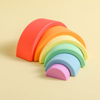 INS Rainbow Soft Building Blocks Silicone Stacking Blocks Children Montessori Early Learning Stacked Balance Educational Toys