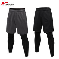 2-in-1 Men Sport Tights Gym Leggings Compression Pants Fitness Sportswear Jogging Sweatpant with Pockets Running Trousers Capris