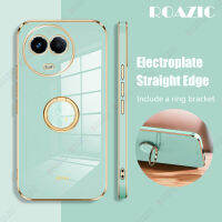 ROAZIC เคส Realme สำหรับ11 5กรัม/Realme 11X 5กรัมเคสโทรศัพท์ [แถมแหวน] ขอบอิเล็คโทรเพลทแบบตรงมันวาวเคสนิ่ม TPU ฝาหลังกันตก