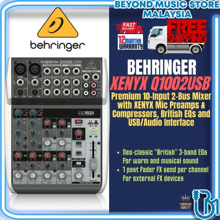 BEHRINGER XENYX Q1002USB Premium 10Input 2Bus Mixer with XENYX Mic