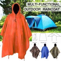 3 in 1 Portable Sunshade Camping Tarp Ground Mat Raincoat Outdoor Waterproof Rain Poncho Backpack Cover for Hiking Picnic tent Backpack Covers