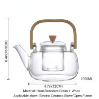 Handle Glass Tea pot Heat-Resistant Teapot Flower Tea Kettle Large Clear Fruit Juice Container Ceramic Teapot Holder Base