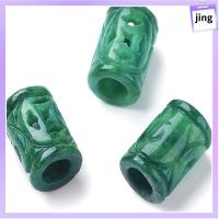 JING รูปร่างคอลัมน์หลอด หินหยก jadeite ธรรมชาติ 1015มม. แกะสลักแกะสลักแกะสลัก ลูกปัดเชือกเส้นเล็ก ลูกปัดจี้ยุโรป สำหรับการทำเครื่องประดับ DIY