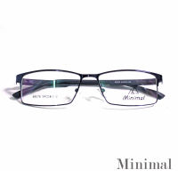 กรอบแว่นตา สำหรับตัดเลนส์ แว่นสายตา แว่นตา รุ่น Minimal 89078 สีน้ำเงินกรอบเต็ม ทรงเหลี่ยม ขาข้อต่อ วัสดุ สแตนเลส สตีล  รับตัดเลนส์ทุกชนิด