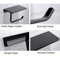 TAICUTE Smooth Toilet Paper Holder with Shelf Steel Tissue Paper Roll Hanger Wall Mount WC Bathroom Accessories