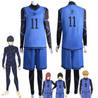 BLUELOCK คอสเพลย์เครื่องแต่งกายวิกผม Chigiri Hyoma Isagi Yoichi Jersey Onesie ชุดอะนิเมะเสื้อผ้ากีฬาสีฟ้ากีฬาสวมเสื้อ