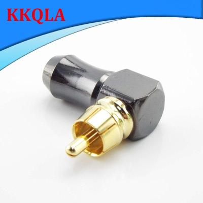 QKKQLA RCA Male Plug Connector  Audio Adapter Connectors Gold Plated Terminal for 6.2mm Speaker Cable L Type